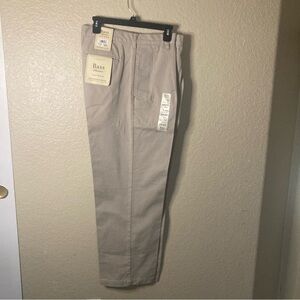 NWT Bass America Brookside Pleated Chinos 34/32 100% Cotton Men's Khaki Chinos